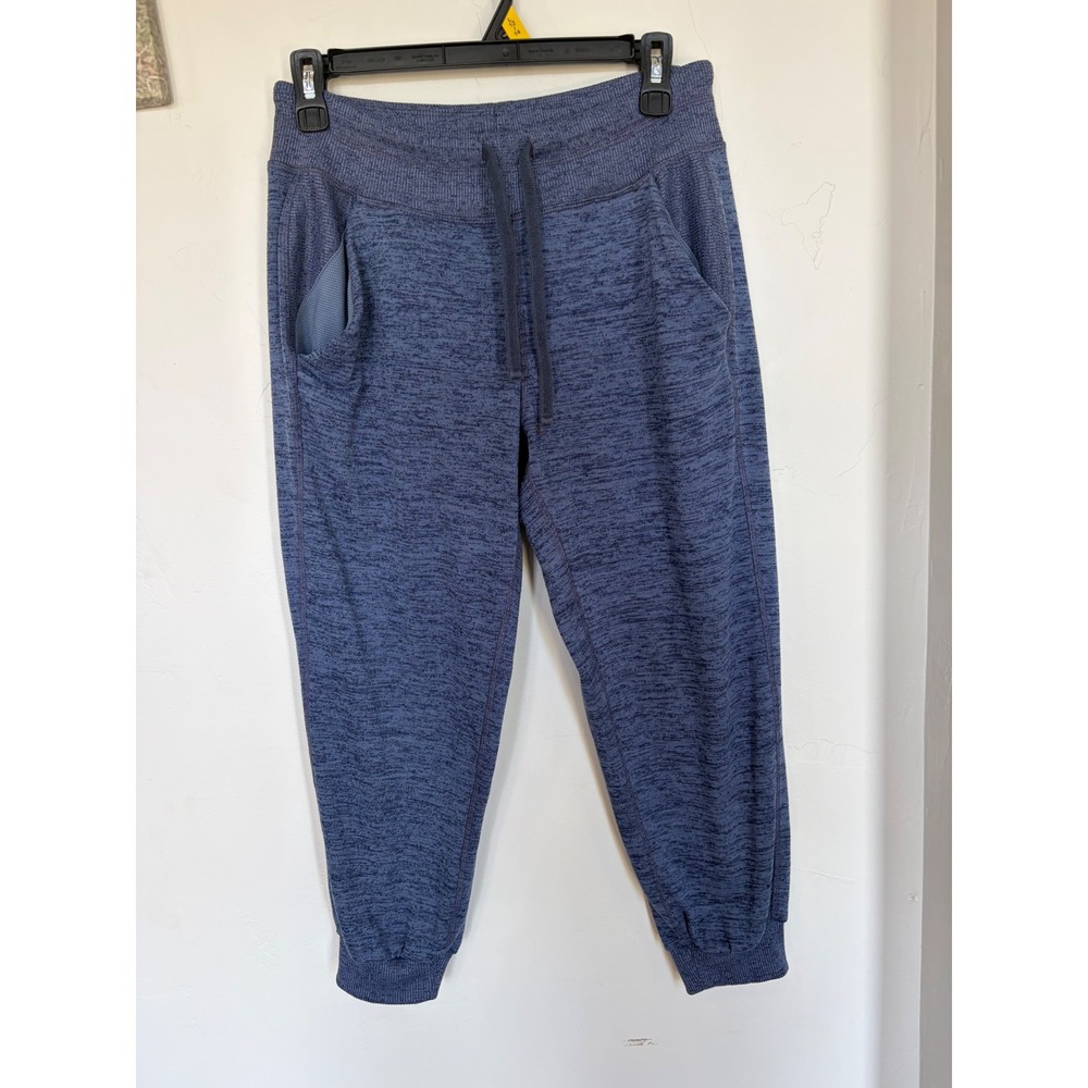 Athleta Blue Space Dye Joggers Women Medium Tapered Sweatpants Drawstring Pocket